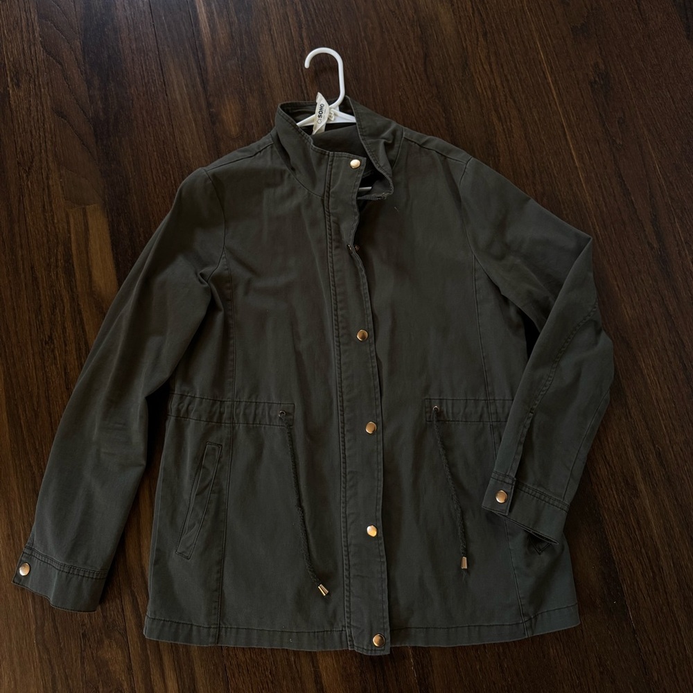 Olive Green Jacket with Gold Accents